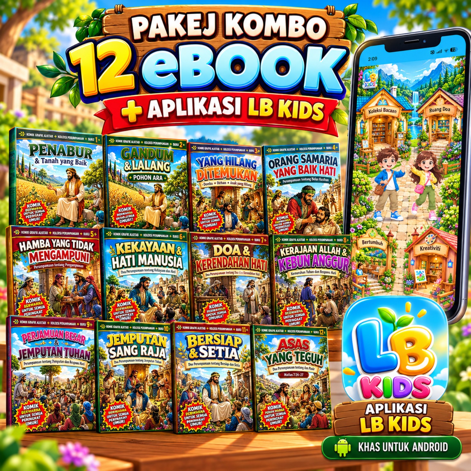Cover rasmi pakej kombo 12 eBook dan LB KIDS